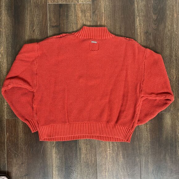 Billabong Great Escape Size Medium Sweater Rust Orange Cable Knit - Picture 8 of 9